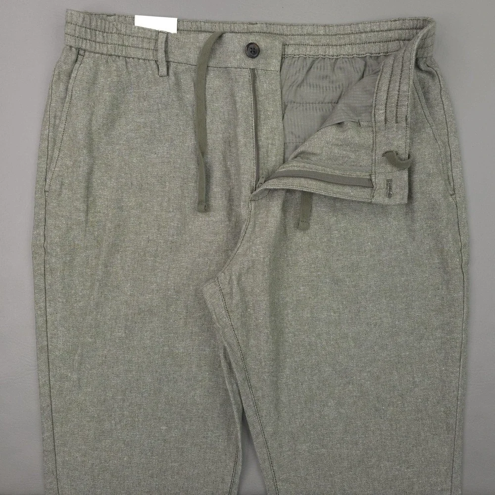 Banana Republic Pants Men 36x29 Green Linen Cotton Athletic Tapered Chino Casual